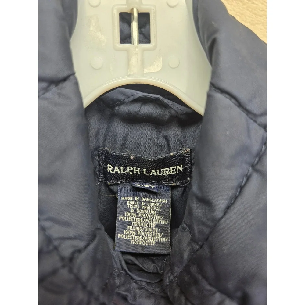 Ralph Lauren Navy Quilted Pea Coat with Brass Buttons